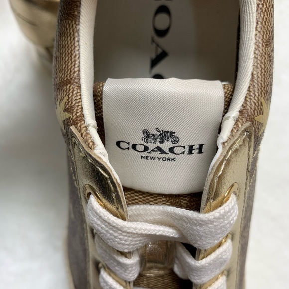COACH Signature Star Sneaker Khaki/Gold - Picture 3 of 8